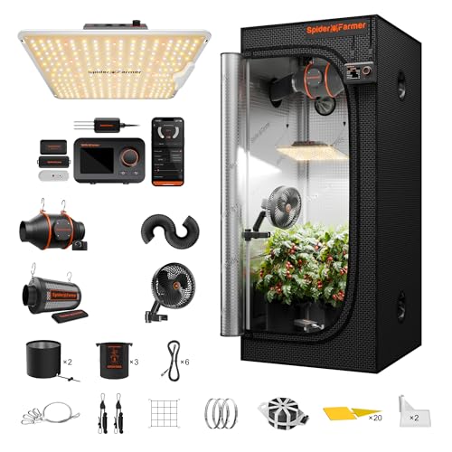Spider Farmer 2.3×2.3ft SF1000 100W Indoor Grow Tent Kit w/GGS Controller - size: 28"x28"x63"-GGS Controller
