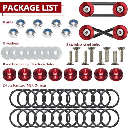 BFXM Universal Bumper Clips, Front Rear Bumper Quick Release Kit - color: Red, size: 4set