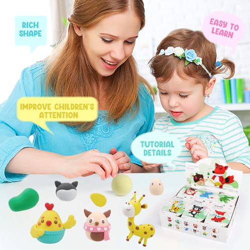 LOUFOR Air Dry Clay Kit -12 Animals Modeling Clay for Kids Arts and Crafts - color: #03White- Cute Pet Academy