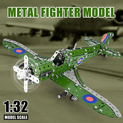 Ferthor Fun STEM Building Toys Model Airplane Kits for Boys 8-12,Airplane Model Scale 1:32 Metal Building Kit,Erector Sets Model Planes for Kids 8-12,Best Airplane Gifts for Hurricane Fighter Fans