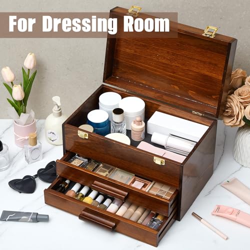 Weysat 14 Inch Wooden Tool Box 2 Drawers Storage Metal Latch - size: 14 Inch