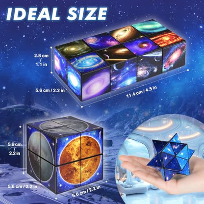 Euclidean Cube Fidget Toys for Kids 2 in 1 Star Cube Magic Cube Puzzle Toys - style: Starry Sky