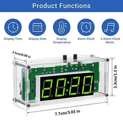 MiOYOOW DIY Digital Clock Kit, 4-Digit Alarm Clock Soldering Practice Kit - color: 4 Digit Multifunctional Clock Kit