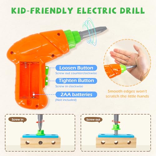 Kids Tool Set Toy with Drill, Montessori Toys for Age 3+ Years Old Boy Girl