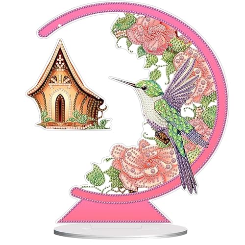 Diamond Painting Kits for Adults Beginners, 5D Full Drill Bird Crystal Art Desktop Ornament, DIY Single Sided Home Office Desk Decor, Creative Craft Gift Set with Tools - color: Bird Nest