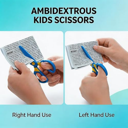 Toddler Safety Scissors, 3-Pack with 60 Craft Paper Sheets for Kids