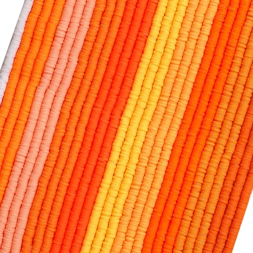 JMUQ 28 Strands Orange Clay Beads Bracelet Making Kit, Friendship Preppy Flat Polymer Clay Heishi Beads for Bracelets Jewelry Making Kit, DIY Arts and Crafts Gifts - color: Orange Series