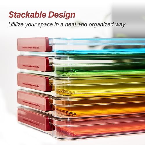 CATOOMUU 3-Pack 9x13 Shallow Flat Clear Plastic Project Case Storage Box - color: Small-Red