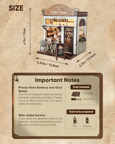 DIY Miniature House Kit Book Nook Dollhouse Kit for Adults to Build - color: Coffee Shop