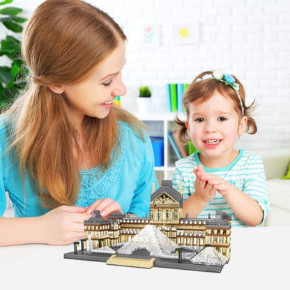 CSNRHG Paris Louvre Museum Model Building Blocks Set Micro Bricks World Famous Architecture Educational Toys for Kids Adults 3377 Piece Birthday - style: Louvre Museum