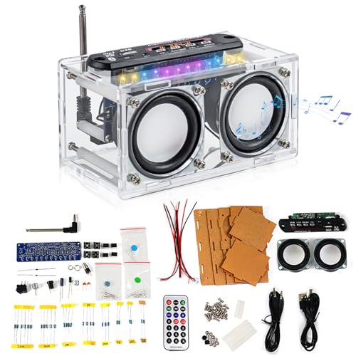 Diymore DIY Bluetooth Speaker Kit Radio Soldering Practice Kit,Dual Speakers & Remote Control,for TF/AUX/Bluetooth/USB Support,for Home and School Education Gifts for Women Men Mom Kids