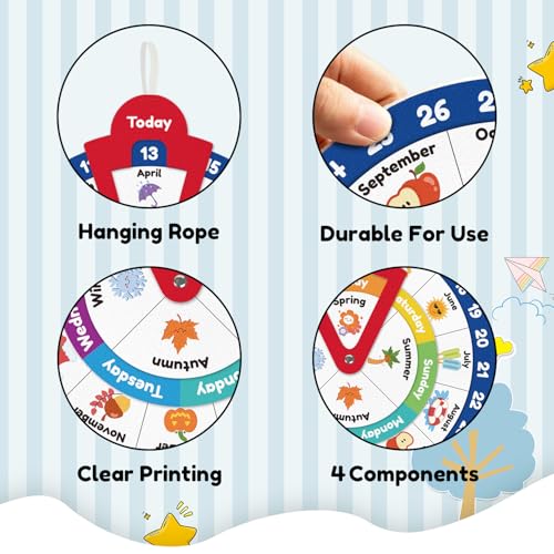 Wheel of the Year,Season Calendar Wheel,Montessori Felt Circular Calendar Wheel of the Year,Seasons Wheel Calendar Montessori Homeschool Wheel fo the Year Calendar for Kids Preschool - style: Calendar Wheel