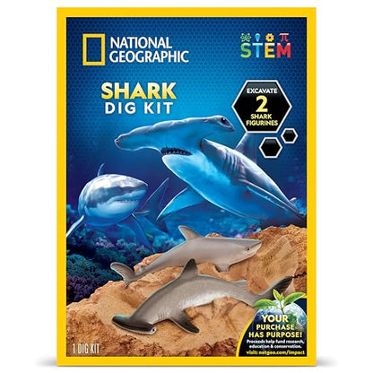 National Geographic Shark Dig Kit with 2 Shark Figures for Kids Ages 8-12 - style: Shark Dig Kit