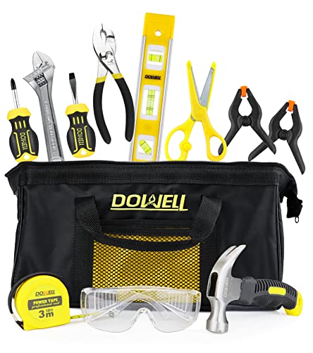 DOWELL Tool Set with Tool Bag, Real Hand Tools for Boys& Girls, Age 12+ - size: 11 Pcs-Yellow