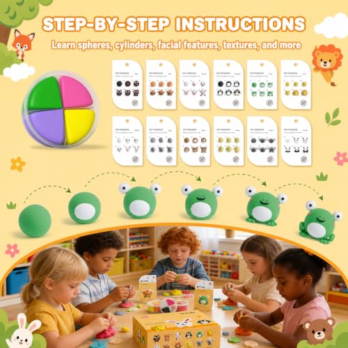 Air Dry Clay Kit -12 Animals Modeling Clay for Kids Arts and Crafts - color: #01Yellow- Pet Paradise