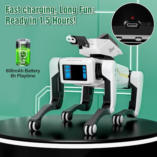 Shoot Robot Dog - Interactive STEM Pet with Voice Control, 30+ Actions & APP Programming, Durable Design for Kids Age 6+ (Compatible with iOS/Android) - style: shoot robot dog