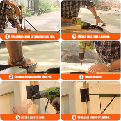Mofeez Gate Corner Brace Bracket No Sag Kit for Shed Doors Driveway Gates Corral Gates Wood Windows (with Gate Latch 2 Sets) - style: Anti Sag Gate Kit and Gate Latch - 2Set