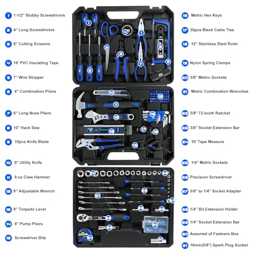 Prostormer 269-Piece Tool Set, Complete Home Tool Kit, Blue - color: Blue