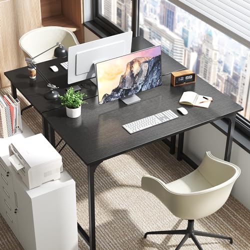 Huuger Modern Simple Office Desk, 40 Inch Gaming Desk with Storage, Black Metal Frame, Large Legroom - color: Black, size: 40inch