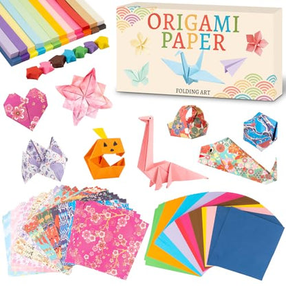 Origami Paper Kit, Japanese Style Double Sided & Star Origami Paper for Kid - style: Japanese style+Stars