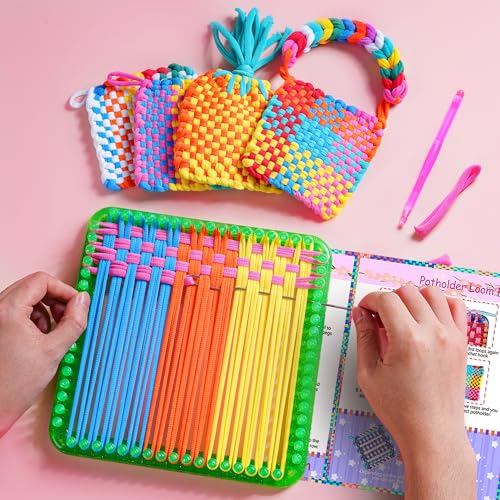 REENLIV Upgraded Weaving Loom Kit Toys for Kids & Adults, DIY Arts & Crafts - color: Big Green