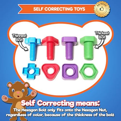 Twist & Lace Beads n Bolts - Match, Sort, Count & Play with 24pc + eBook - size: BEADS & BOLTS