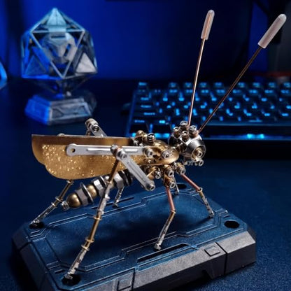 Steampunk Cricket 3D Metal Puzzle Model – 160+ Pcs Mechanical Screw Assembly Kit Level 3/5 3 Hrs Build No Glue Desk Ornament Birthday for Father Husband(Cricket) - style: Cricket