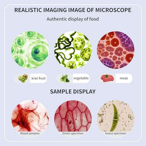 Trinocular Microscope 40x-2000x Magnification Double-Layer Stage with LED Lights on top and Bottom, Thick and Thin Dual Focusing knobs, Professional Biological Microscope (WiFi Electronic Eyepiece)