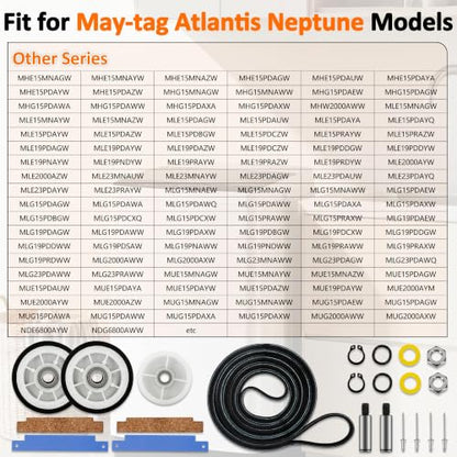 303373K Dryer Roller repair Kit Fit for May-tag Atlantis Neptune Dryer Parts MDE7600AYW MDE9206AYW MDG4000BWW MDG5500AWW MDE4000AYW MDE6400AYW MDE5500AYW MDE7400AYW MDE3000AWW MDE2500AYW MDE3000AYW