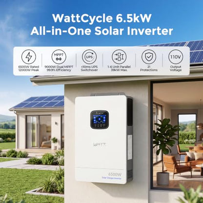 WattCycle 48V 100Ah Server Rack Battery & 6500W Hybrid Solar Inverter Kit - size: 48V 6k5W Inverter & Server Rack Battery