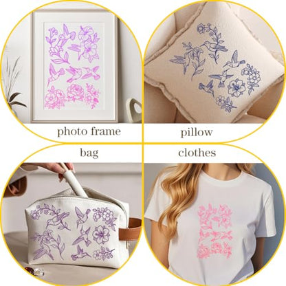 2Pcs 2 Styles Floral Silk Screen Stencils 3.9 x 6 Inch Polymer Clay Stencils Hummingbirds Flowers Pattern Reusable Nylon Transfers for Polymer Clay Wood Fabric Jewelry Making DIY Crafts - color: Bird