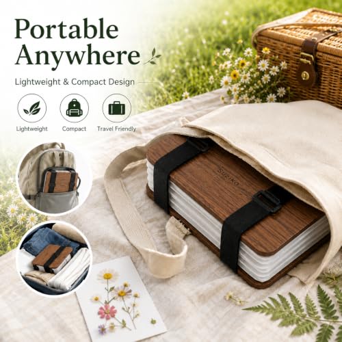 Suziko Professional Wooden Flower Press Kit 6 Layers 6.3 x 8.3 inch, Brown Strap Design for Adults Kids - color: brown