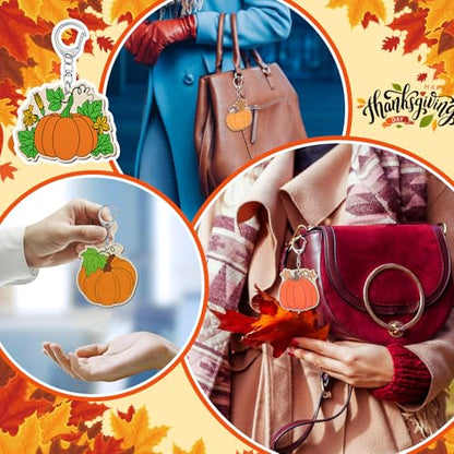 Trnayi 36 Pcs Pumpkin Fall Wood Keychain Color Your Own DIY Craft - style: Pumpkin