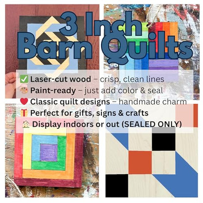 Set of 4 Barn Quilt Christmas Ornaments to Paint | Large Flower Wood Kit