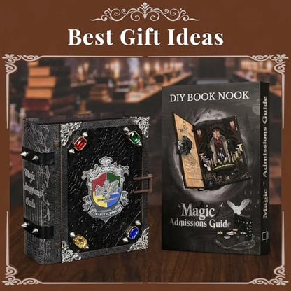 MiniCity Magic Admissions DIY Book Nook Kit, 3D Wooden Puzzle with LED - color: Magic Admissions Guide