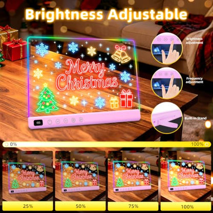 Led Drawing Board with 13 Light Effects, 16" Rechargeable Glow Doodle LED Note Board with Colors, Neon Light Up Drawing Tablet Gifts for Kids for Easter Birthday Christmas Gift Ideas-Purple - color: Purple