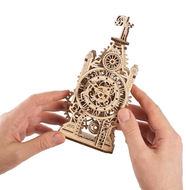 UGEARS Old Clock Tower, 3D Puzzle, 7.87-inch Height, Wooden Model Kits for Adults Clock Kit for Do It Yourself Wood Building Kit for Adult Mechanical Puzzle