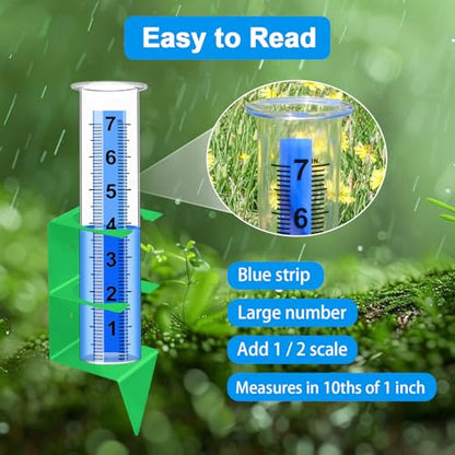 Rain Gauge Outdoor, 7" Capacity Large Rain Gauge Outdoors (Green) - color: Green