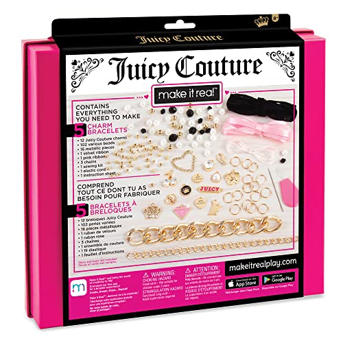 Make It Real: Juicy Coture Chains & Charms, DIY Bracelet Kit, Includes 12 Juicy Coture Charms, Makes Up to 5 Bracelets, Helps Young Girls Develop Fine Motor & Visual Skills, for Ages 8 and up - style: Chains & Charms