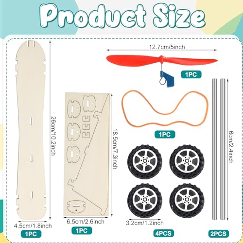 24 Sets Rubber Band Propeller Car Kit DIY Bulk STEM Craft Kit