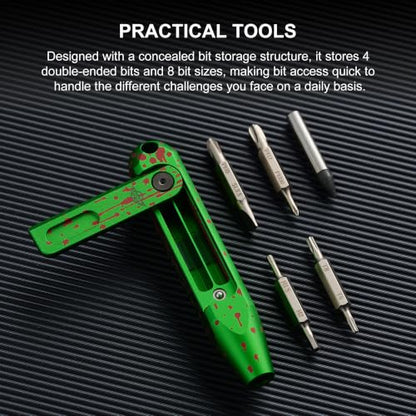 OKNIFE Otacle D1 6061 Aluminum 9-in-1 Small EDC Pocket Screwdriver - color: Zombie Green