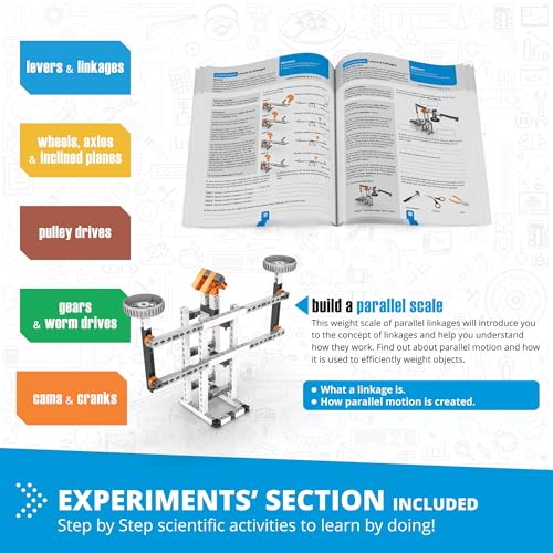 Engino: Discovering STEM - Simple Machines: Mechanisms that Multiply Force - 60 Models, Brick Building Set, Snap-Fit Construction, Experiment, Kids 9+