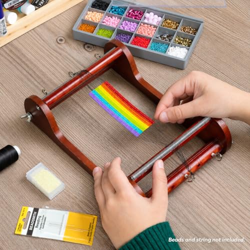 The Beadsmith Wooden Bead Loom - size: 11 x 7 x 3 inches