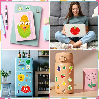 24 Sheets Vegetables Make a Face Sticker, Make Your Own Vegetables Stickers Mix and Match Sticker for Home School Classroom Crafts Activities Reward Birthday Party Favors - style: Vegetables