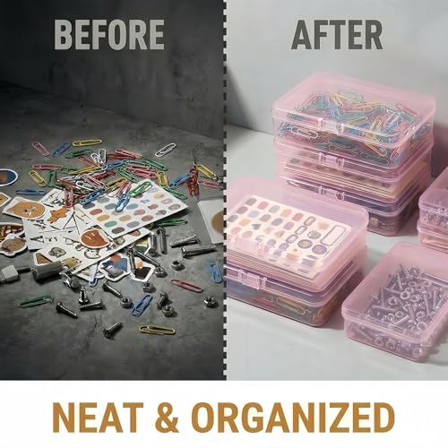 LJY 12 Pink Rectangular Plastic Boxes, 4.5 x 3.3 x 1.1 in for Samples - color: Pink, size: 4.5 x 3.3 x 1.1 inch