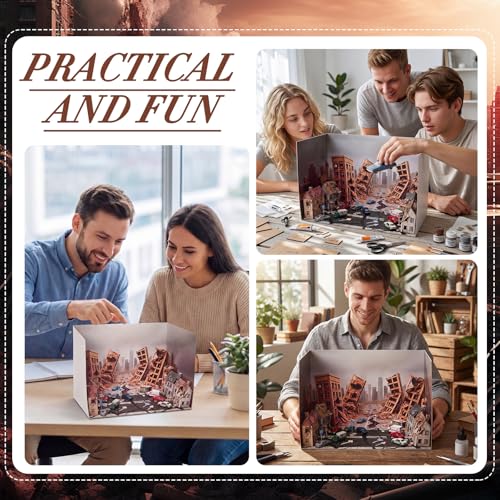 AmazingSpark 2 Set Earthquake Themed Diorama Box and Road Cracked Sticker Decor, Earthquake Diorama Project Supplies Set, Cardboard Display Case Kit & Card with Double Sided Tapes for DIY Crafts - style: Earthquake