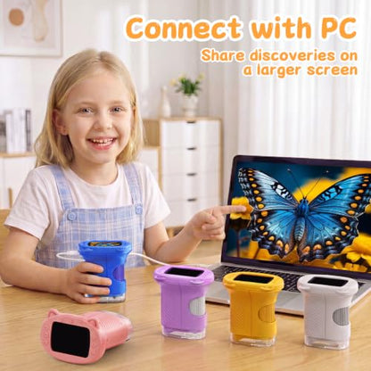 SEEKID Kids Microscope,1000X Handheld Digital Microscope (Yellow) - color: Yellow