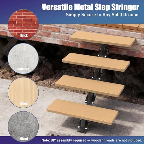 4 Step Metal Stair Stringers,Stair Riser for Deck Height 26.9" - size: 4 Step