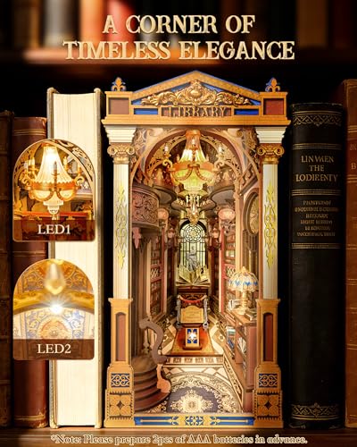 Rolife Book Nook Kit Baroque Library Snap-Fit 3D Wooden Puzzles for Adults - color: Library of Wonders