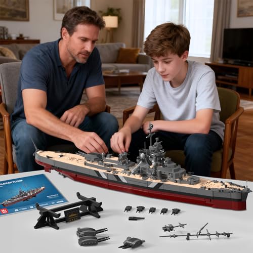 NUTCRACKER Military Building Blocks Set for Adults, 2535 Pcs WWII German Bismarck Battleship Model Kit, 60015 Warship Building Bricks Kit, Collectible Display Gift for Military Enthusiasts